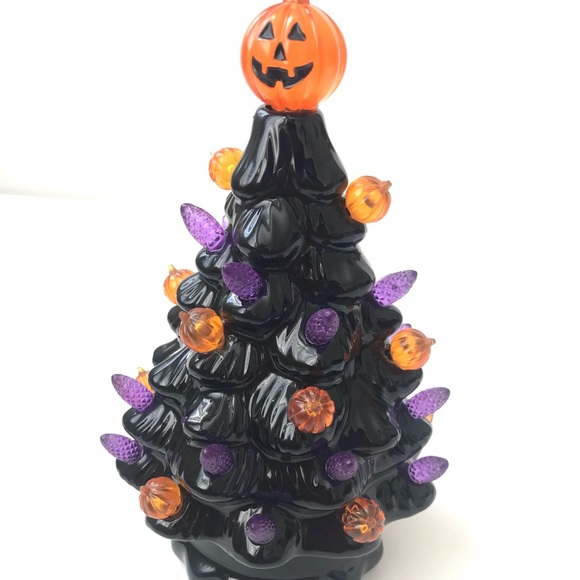 🖤New🧡 Retro💜 Small Ceramic Halloween Tree - Picture 3 of 12